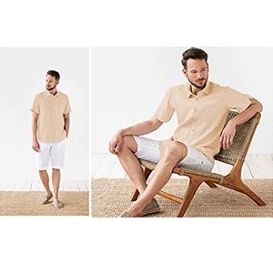 Button down short-sleeved linen shirt